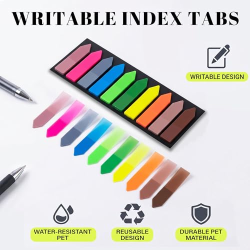 Ericter Arrow Sticky Tabs 1200PCS Writable Repositionable Translucent PET Page Markers Book Tabs Index Flags, Book Annotation Tabs for Notebooks Study Office School Supplies - color: Arrow New, size: 1200