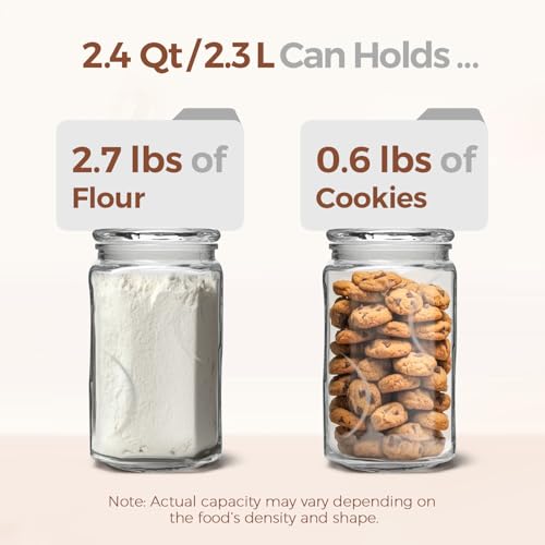ComSaf Large Square Glass Pantry Jar with Lid 78 oz Wide Mouth - size: 78oz-1Pcs