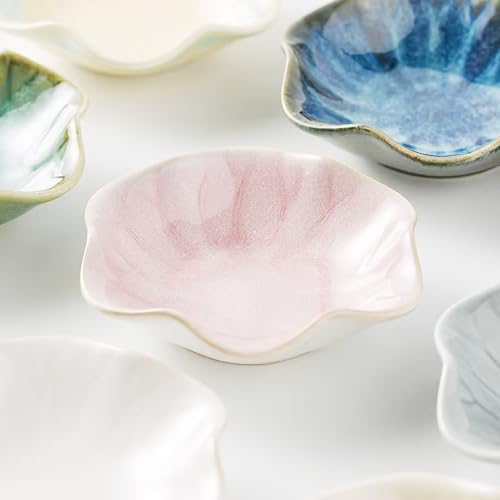2Pcs Ceramic Jewelry Dish - Lotus Leaf Shape, for Ring Holder Necklace Small Key, Suitable for Mother Friend Sister, Gifts for Women, Cute Plate Trinket Tray, Home Decor (Pink-2PCS) - color: Pink-2PCS