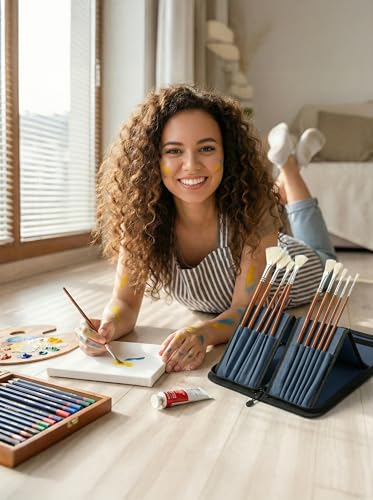 DUGATO Long Brush Holder & Organizer, Canvas Case 5.7 x 14.8 in, Blue - color: Blue, size: Large 5.7x14.8 inches