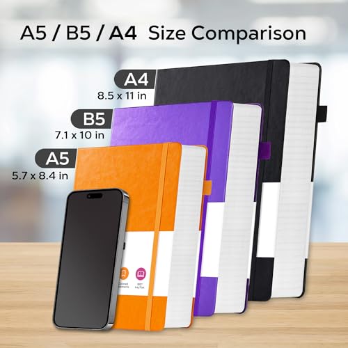 FOCUS DAY Large Journal Notebook 8.5 x 11, 320 Pages A4 College Ruled Notebook Journal for Writing Women Men, Leather Journal Notebook for School Work, Pearlescent Purple Notebook - color: 3.Purple, size: A4