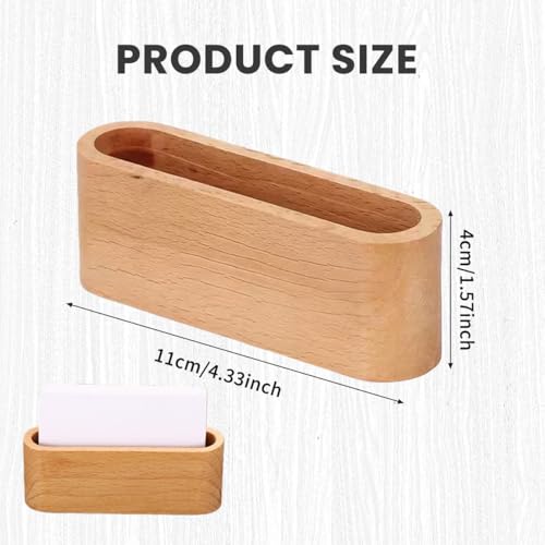 erioctry 2 Pack Wooden Business Card Holder Desktop Office Display Stand
