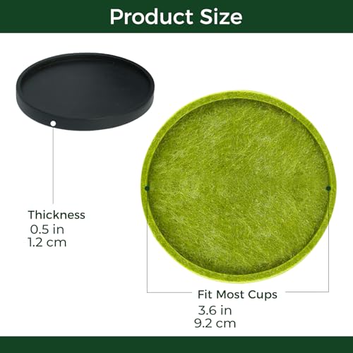 Acacia Wood Coaster Set of 8 with Holder - Dual-Material Design (4 Wood & 4 Absorbent Felt Pads) - 3" Non-Slip Furniture Protectors for Coffee Table, Home Bar & Office, Round Coaster Set
