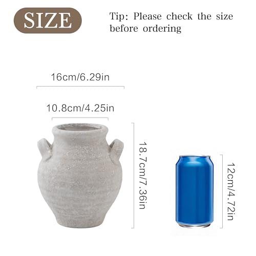 Enra Textured Ceramic Vase, 7.36 Inch Off White Rustic Farmhouse Decor - color: Small Farmhouse Vase