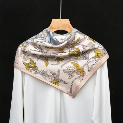 100% Mulberry Silk Scarf - 25.6" Square Neckerchief & Headscarf Gift Packed - color: Blue-20