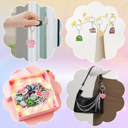Cute Keychains Bulk, Keychain Charms Key Chain Trinkets Backpack Charms Accessories Keyring for Classroom Prizes - color: Phrase-30p