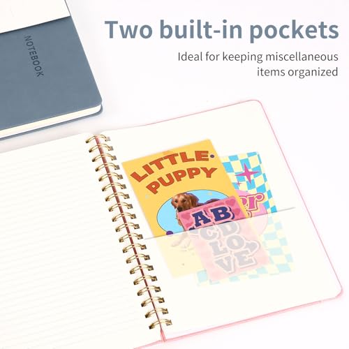 Spiral Notebook - 7.24" x 10" College Ruled Journal with Inner Pockets and 180 Pages, PU Leather Cover Business Journal, Twin-Wire Binding Notebook Perfect for Office & Home School Supplies ReefBlue - color: 001-Reef Blue-1pack, size: B5-180 pages