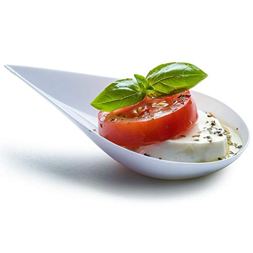 DLux 100 4-in Tear Drop Mini Appetizer Plates, White - color: White (100 dishes)