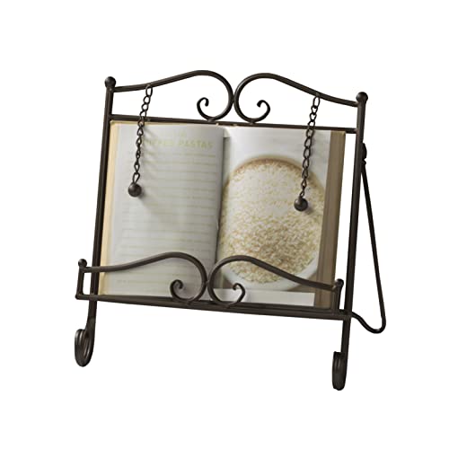 Tripar Swirl Design Metal Cookbook Stand for Cookbooks, Tablets, Recipes, Portable, Adjustable, Free Standing - color: Brown