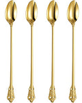 KEAWELL Luxurious 4-Piece 9-Inch Iced Tea Spoon Set (Gold) - color: Gold