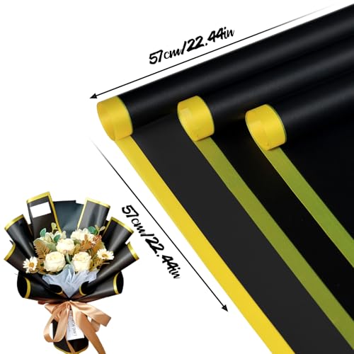 CCIJESW 20 Sheets Flower Bouquet Wrapping Paper Blakck - color: 020-Slightly Transparent Black