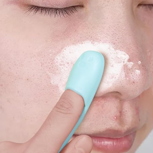 3PCS Portable Silicone Nose Cleansing Massage Brush Finger Shape Cleansing Pore Face Nose BlackheadSkin Care Tools,10.5 * 2.5cm (Light Green) - color: Light Green