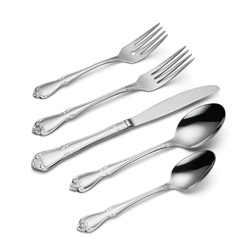 Oneida True Rose 20-Piece 18/0 Silverware Set for 4, Flatware - style: 20-Piece Flatware Set