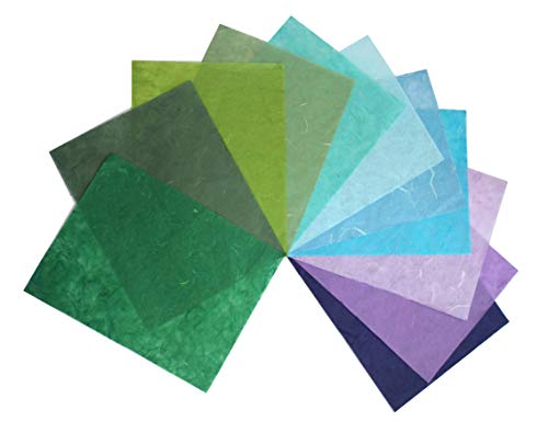 50 Sheets Handmade Mulberry Paper, Assorted Colors Natural Fiber Washi Paper for Card Making, Scrapbooking, Decoupage, Origami, DIY Crafts, and Wedding Invitations