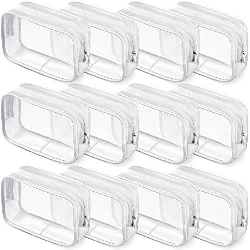 Weewooday 12 Pcs Clear Cosmetic Bags PVC Zipper,Large,White - color: White, size: Large