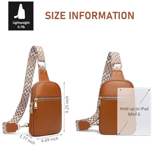 DIOMO Anti Theft Small Sling Bag for Women Cross Body Bag Trendy, RFID Fanny Packs Vegan Leather for Women Travel Belt Purse - color: Brown-Gold Zipper