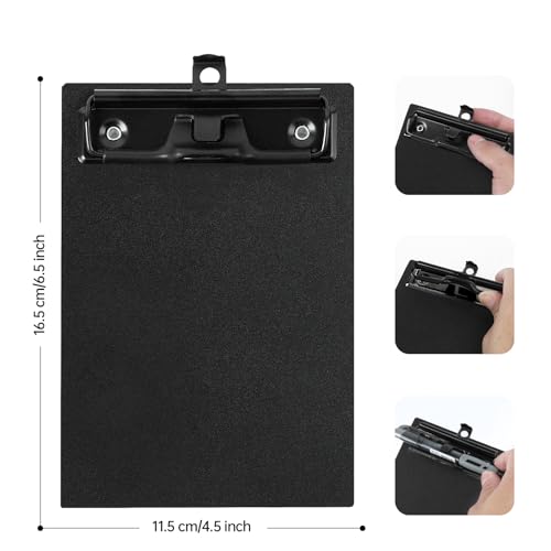 FRETONBA Mini Clipboard 4x6 Inch with Pen Holder, 2 Pack, Black - style: 2Pack-Black