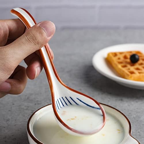Asian Soup Spoons Set Ceramic Ramen Spoon Korean Spoons Japanese Soup Spoon - style: Style 1