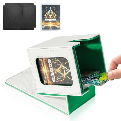 Card Deck Box for MTG Commander, Deck Case Holds 100 Double-Sleeved Cards - color: White & Green, size: 1 Box