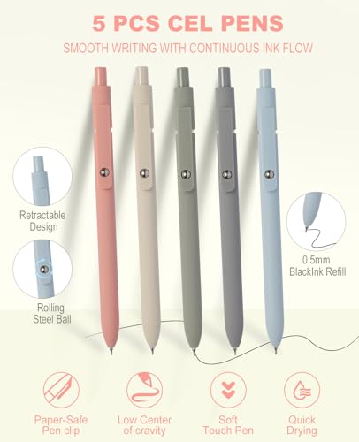 56 PCS Aesthetic School Supplies with Large Pencil Case, 5 Inspirational Ballpoint Pens, 12 Pastel Highlighters, 5 Black Ink Gel Pens, 6 Mechanical Pencils 0.5-0.7mm College Student Essentials (Blue) - color: Blue