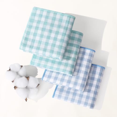 Handkerchiefs for Women, Soft Muslin Cotton Womens Handkerchiefs - color: Green+blue