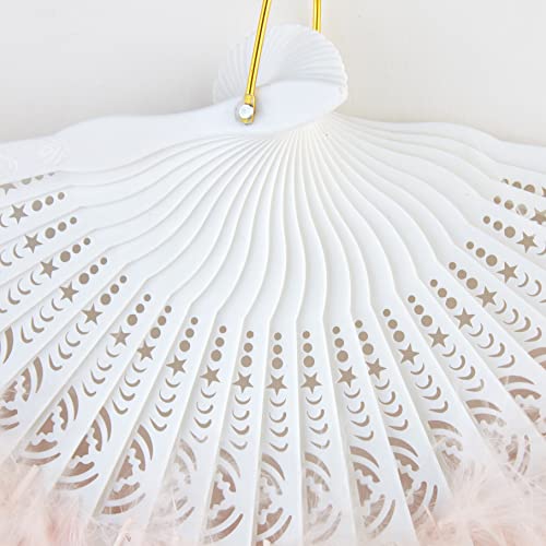 BABEYOND 1920s Marabou Feather Folding Hand Fan - color: Light Pink
