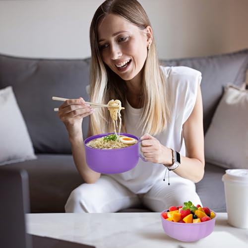40oz 2 Pack Ramen Bowl, Portable Ramen Cooker, Instant Ramen Noodle Bowls College Dorm Room Apartment Essentials (Black Purple) - color: Black Purple