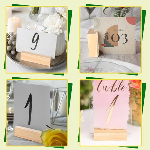 15Pcs 2.75x1.38 Inches Wood Table Number Stands, Wooden Place Card Holders, Acrylic Sign Holders for Wedding, Ceremony, Birthday, Party, Home Decoration, Events (3mm Slots) - size: 15 Pcs- L 2.75"- Slots 3mm