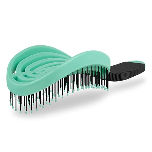 NuWay® DoubleC® Scalp Care Hair Brush – Patented Double Curve Design for Scalp Massage, Vented Blow-Dry Styling, Wet & Dry Hair, All Hair Types (Mint Green) - color: Mint Green