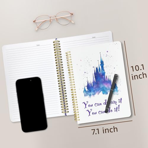 Cute Spiral Notebook Lined Journal B5 Note Book with Pocket, Castle - color: Dream Castle