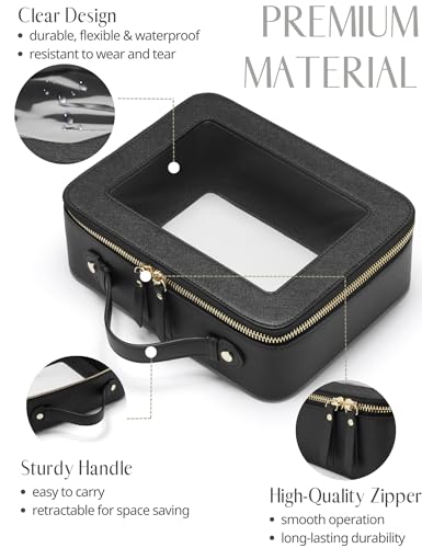 Popvibe Clear Toiletry Bag 2 Pack, Travel Makeup Bag Medium and Large Black - color: Black, style: Dual Elegance