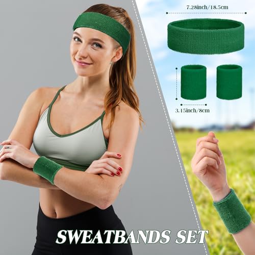 Sweatbands and Wristbands Set, Women, Men - color: Dark Green
