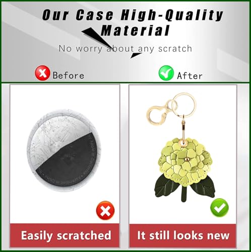 BORKUANA PU Leather Keychain holder Protective Case Compatible with AirTag - color: Hydrangea a