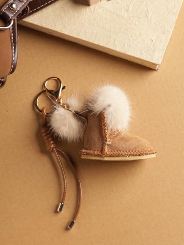 MINACHI Boho Mini Mitten Charm with Pompom Keychain - color: Keychain -Key.002