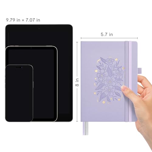 &And Per Se 365 Page Journal – A5 Hardcover Lined Notebook, One Book for the Whole Year, 100gsm Thick Paper, Numbered Pages & 3 Bookmarks, Annual Diary for Daily Writing (Lavender) - color: Lavender with Pattern, style: 365-Lined
