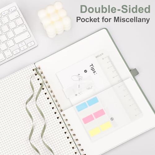AHGXG Graph Paper Notebook, 140 Pages, B5 (7.6" x 10") - color: Sage Green, style: B5-Graph