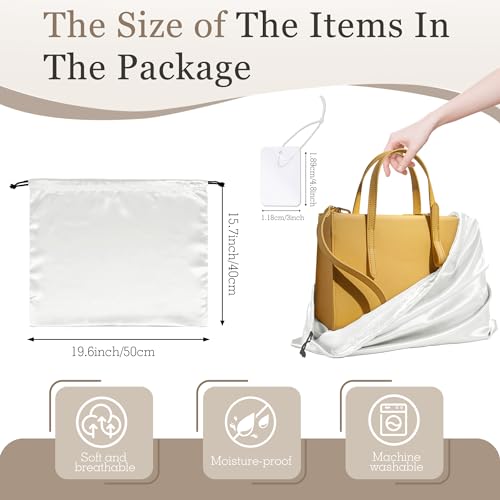 Vonty White Satin Dust Bags 3 Pack Drawstring Pouch for Purse, 19.6x15.7in - color: White, size: 19.6 x 15.7