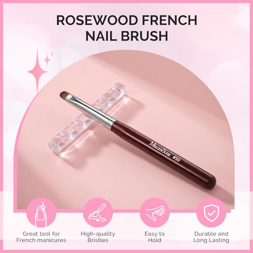 MelodySusie French Manicure with Rosewood Handles Nail Brush, Size #10 - color: Brown, size: #10