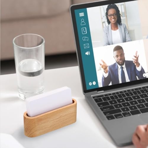 erioctry 2 Pack Wooden Business Card Holder Desktop Office Display Stand