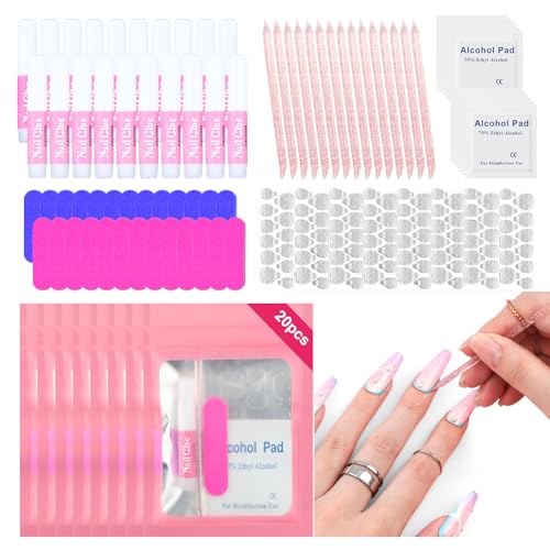 SAVILAND Press On Nail Packaging Kit with Glue and Prep Tools, 20 Sets
