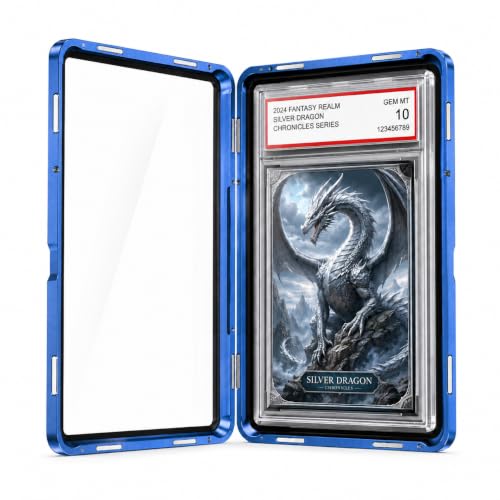 PSA Slab Case, Magnetic 9-Point Lock Display Protector, Blue - color: Blue