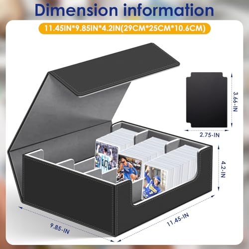 1800+ Card Deck Case, Leather Magnetic Storage Case for Trading Cards - color: 1800+ Black