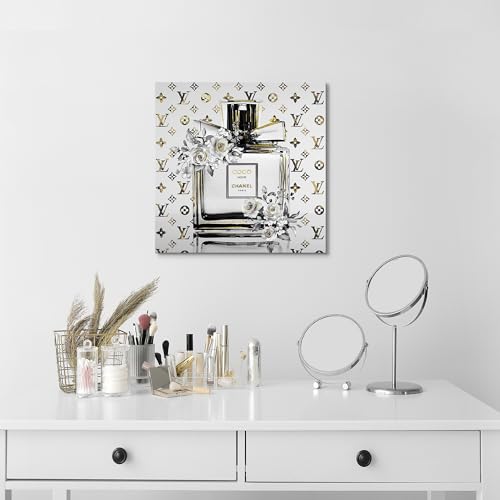 summer melody Modern White Chic Fashion Canvas Wall Art 24x24Inch - color: White, size: 24L" x 24W"