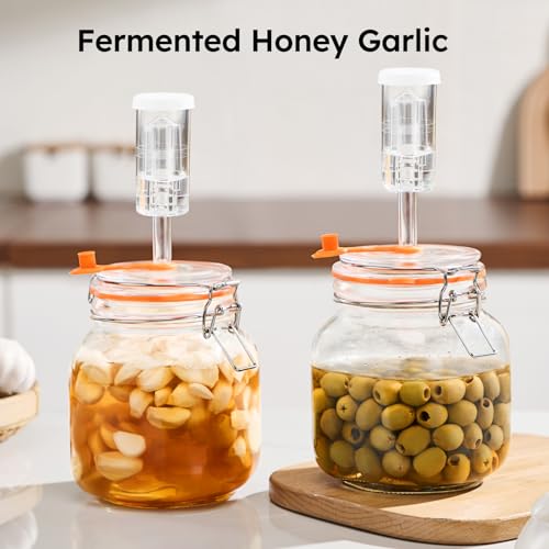 JILLMO 1L Square Fermentation Jar Kit with Airlock & Weight, 2 Pack - size: 1 Liter
