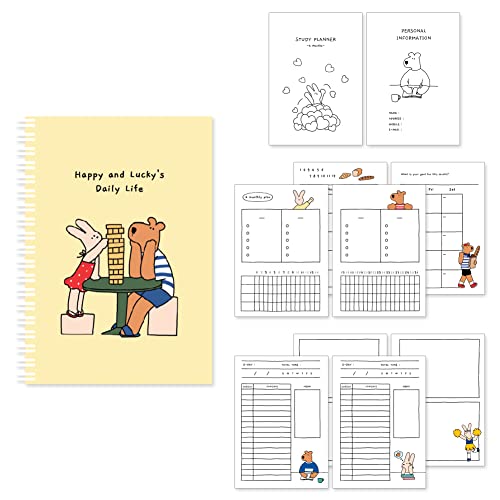 Monolike Happy and Lucky 4 Month Study Planner, Jenga - Academic Planner, Weekly & Monthly Planner, Study plan - color: Happy and Lucky - Jenga