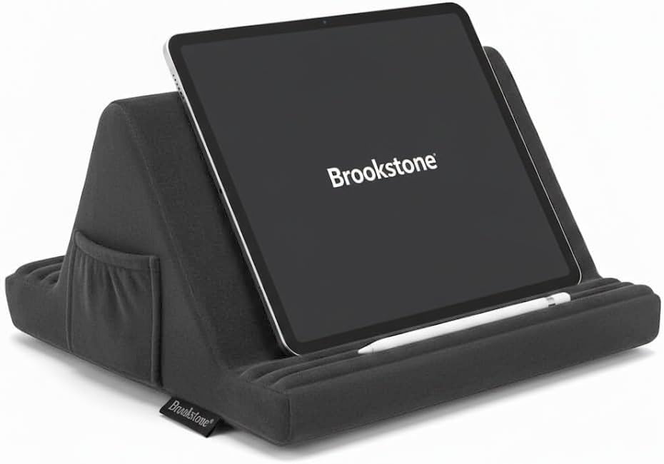 Brookstone Tablet Lap Cushion - Tablet and Phone Holder for Bed, Flights, and Travel, Six Angled Memory Foam Lap Desk for Reading and Hands Free Viewing, Compatible iPad and Kindle Accessories, Grey - color: Charcoal Grey - Six Angle