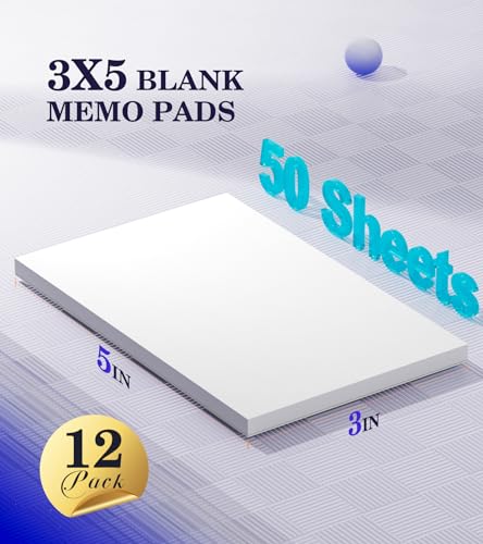Note Pads 3x5 Small Memo Pads, 12 Pack Server Note Pads, Scratch Pads 3x5 - color: White- 12 Pack, size: 3x5