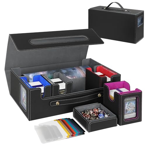 MTG Commander Deck Box with Playmat Holder, 6 In 1 MTG Deck Case - color: Multicolored, size: 6-IN-1 with Playmat Space