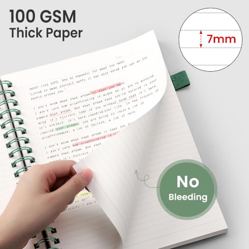 EMSHOI Lined Spiral Journal Notebook, 300 Pages, A4 Size (8.2'' x 11.2'') - color: Dark Green, size: A4-Perforated