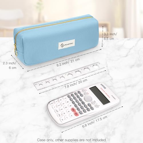 FINPAC Pencil Case, Corduroy Aesthetic Makeup Bag - color: Ocean Blue
